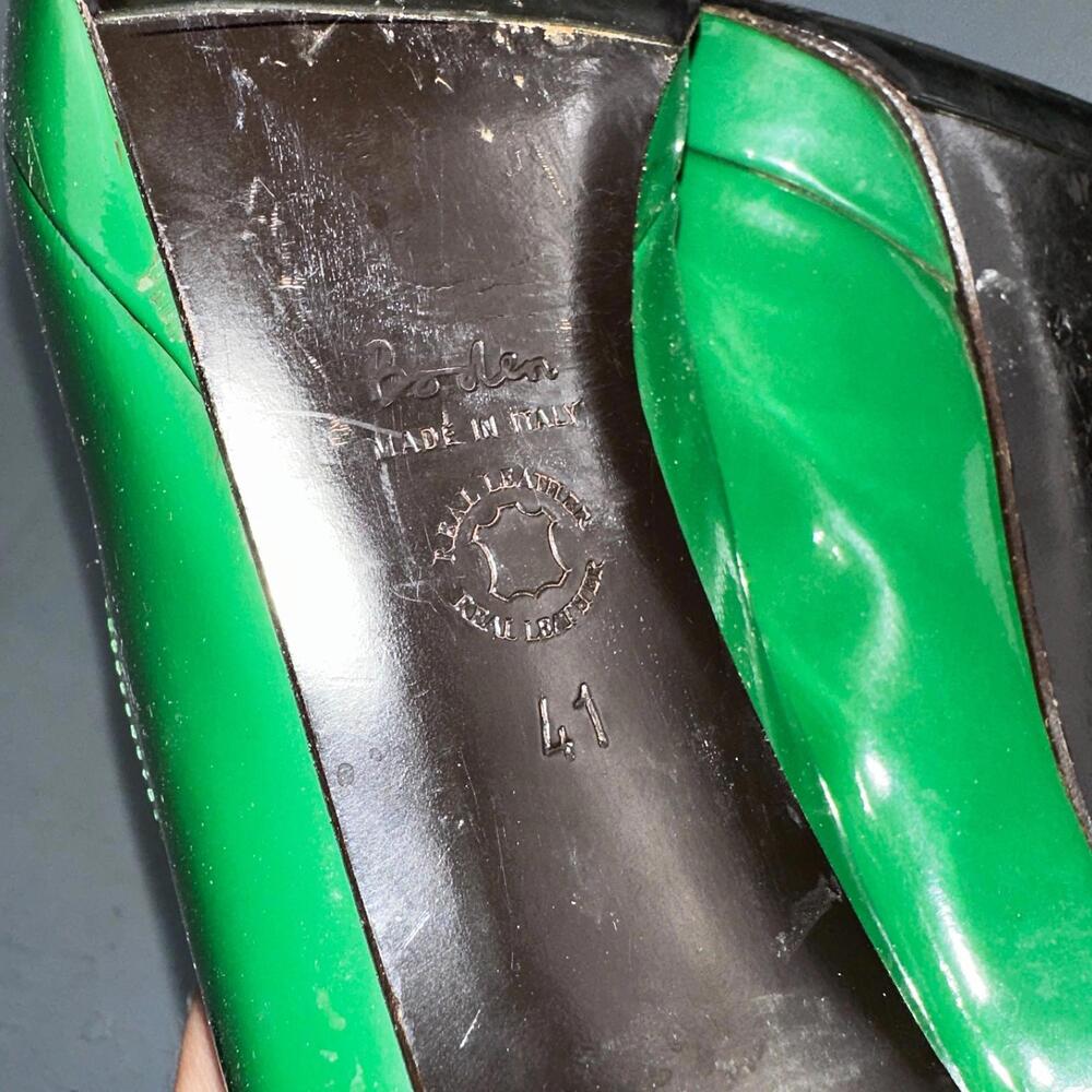 Boden Shoes Women's Size 41 Green Casadei Heel Pump Made In Italy Patent Leather - Picture 11 of 16
